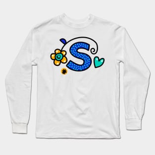 Letter S abc monogram hand drawn colorful alphabet Long Sleeve T-Shirt